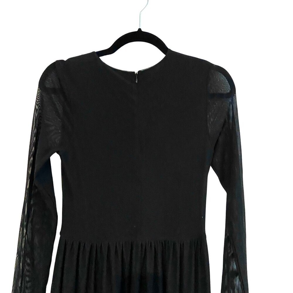 GANNI Addison Swiss Dot Black Mesh Maxi Dress Ruffle Hem, EU 36 US 4 Small - Picture 10 of 15